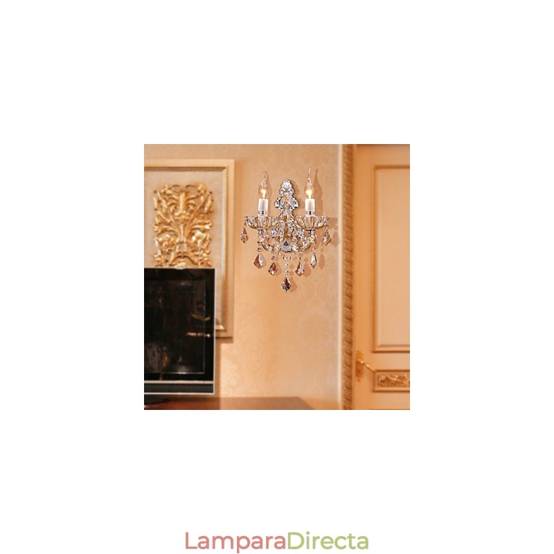Elegante lámpara de pared de cristal con 2 luces