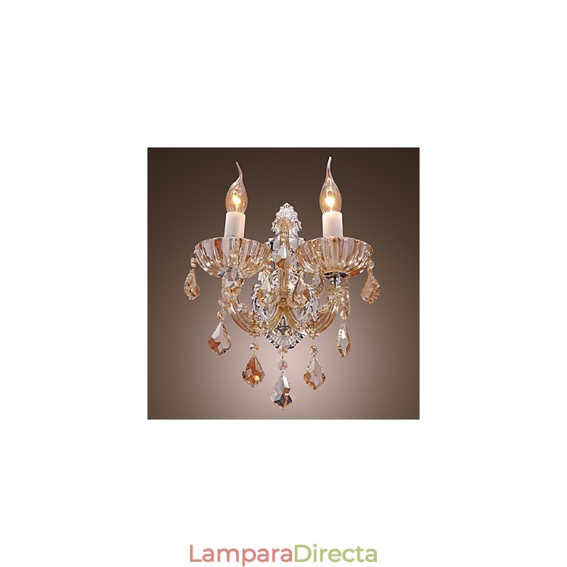 Elegante lámpara de pared de cristal con 2 luces