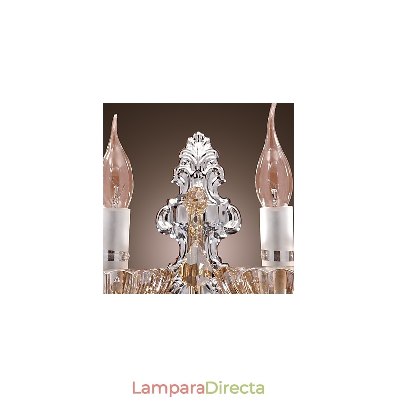 Elegante lámpara de pared de cristal con 2 luces