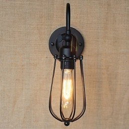 Lámpara de sala de estar estilo americano, estilo rústico, para dormitorio, balcón, minimalista, color negro mate, lámpara de noche, arte decorativo de pared