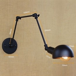 Lámpara de pared de brazo largo estilo industrial retro para pasillo, escaleras, pasillo, hierro forjado, balcón, restaurante y bar.