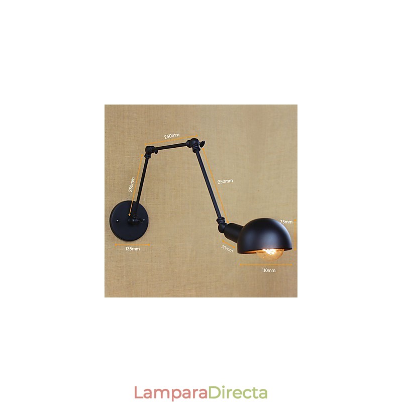Lámpara de pared de brazo largo estilo industrial retro para pasillo, escaleras, pasillo, hierro forjado, balcón, restaurante y bar.
