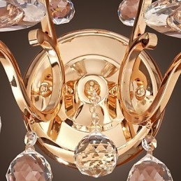 Aplique de pared de cristal dorado con 2 luces