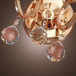 Aplique de pared de cristal dorado con 2 luces