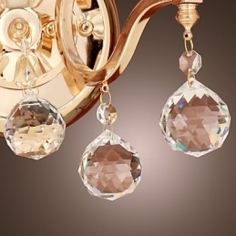 Aplique de pared de cristal dorado con 2 luces