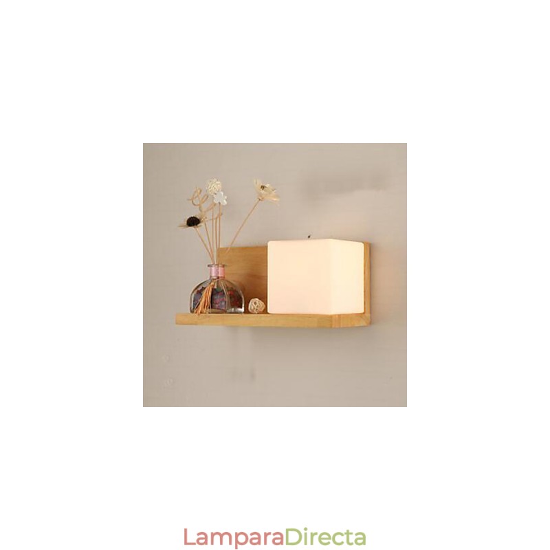 Lámpara de pared de madera maciza y vidrio, creativa, contemporánea y concisa.