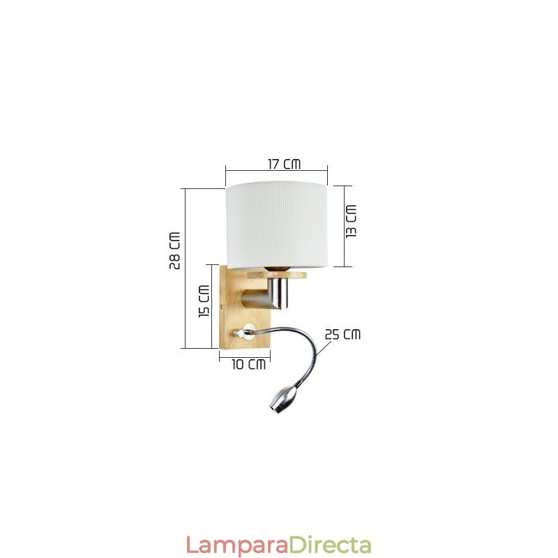 Lámpara de pared de una luz con luz de lectura