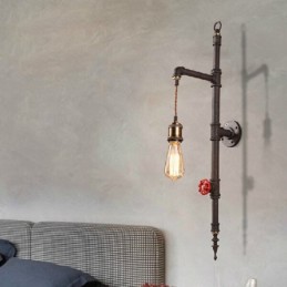 Lámpara de pared con diseño de cohete retro creativo rural de pared de tuberías