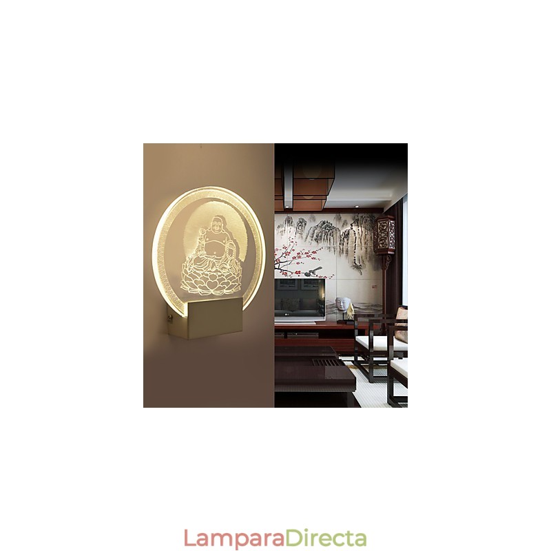 Lámpara de pared acrílica de PVC con chip de luz, moderna y contemporánea de metal.