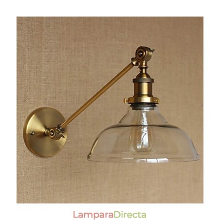 Lámpara de pared estilo retro creativo estilo americano estilo country para salón o dormitorio con brazo de latón, bronce y vidrio de hierro. Lámpara de pared estilo retro creativo estilo americano estilo country para salón o dormitorio con brazo de latón, bronce y vidrio de hierro.