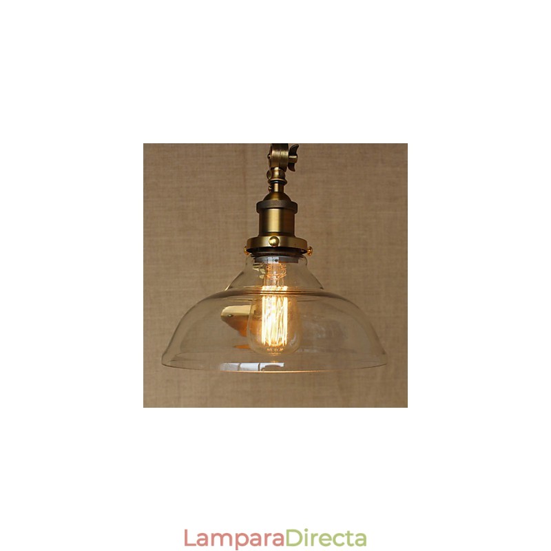 Lámpara de pared estilo retro creativo estilo americano estilo country para salón o dormitorio con brazo de latón, bronce y vidrio de hierro.