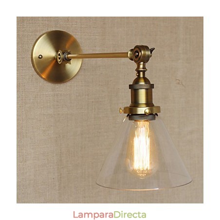 Lámpara de pared estilo retro creativo estilo americano estilo country para salón o dormitorio con brazo de latón, bronce y vidrio de hierro. Lámpara de pared estilo retro creativo estilo americano estilo country para salón o dormitorio con brazo de latón, bronce y vidrio de hierro.