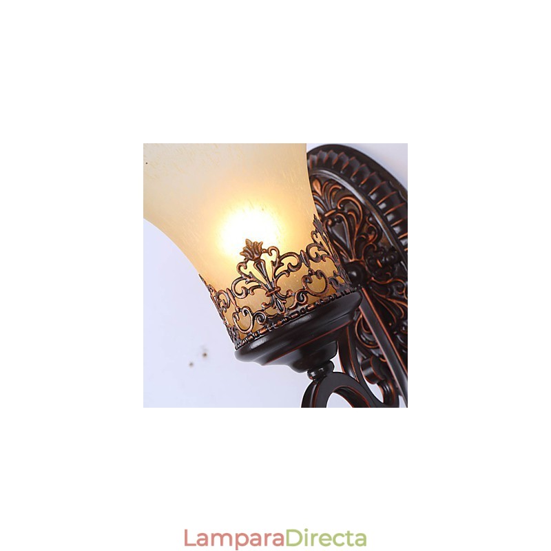 Lámpara de pared de cristal para dormitorio, estilo europeo, de hierro forjado y estilo antiguo.