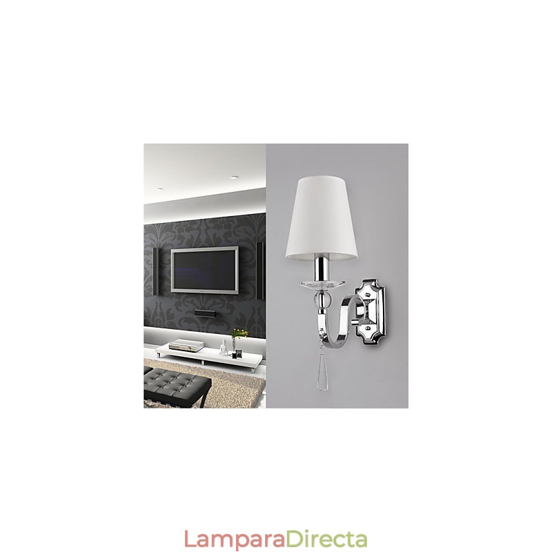 Aplique de pared blanco cálido con gotas de cristal