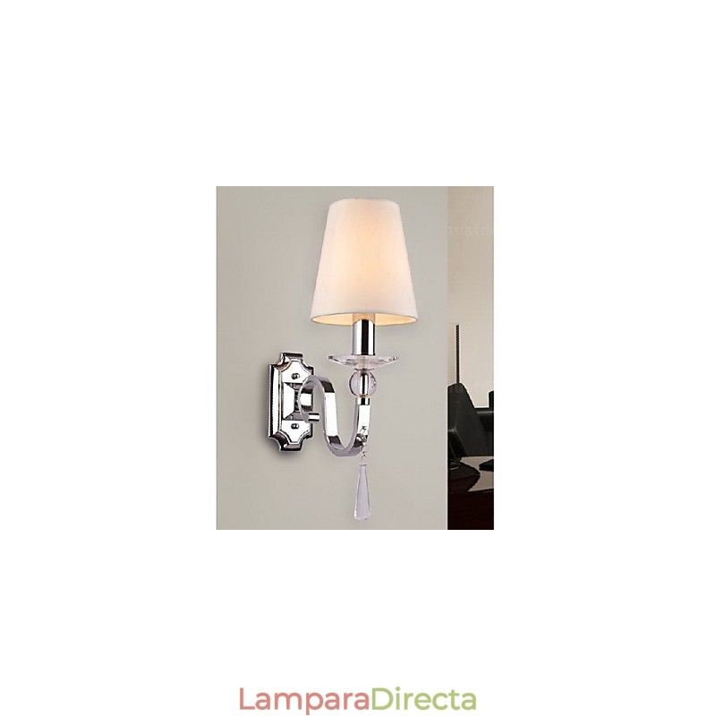 Aplique de pared blanco cálido con gotas de cristal