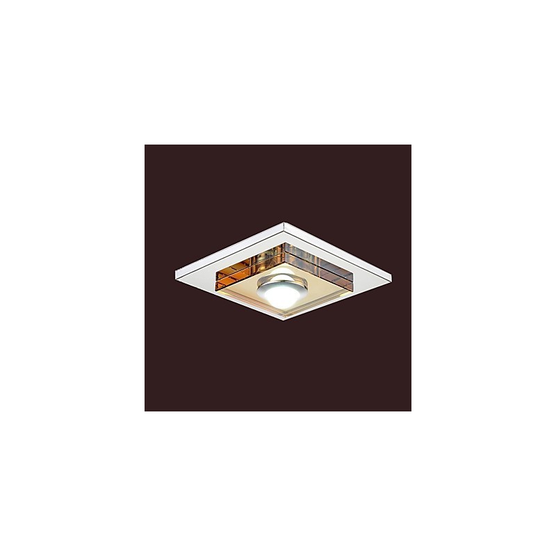Lámpara de techo de cristal ámbar de 1 luz empotrada