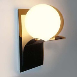 Aplique de pared para baño moderno con globo de metal y vidrio galvanizado
