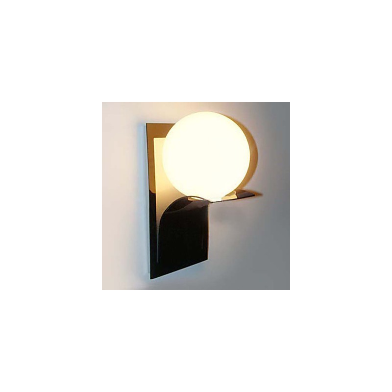 Aplique de pared para baño moderno con globo de metal y vidrio galvanizado