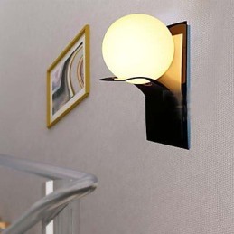 Aplique de pared para baño moderno con globo de metal y vidrio galvanizado
