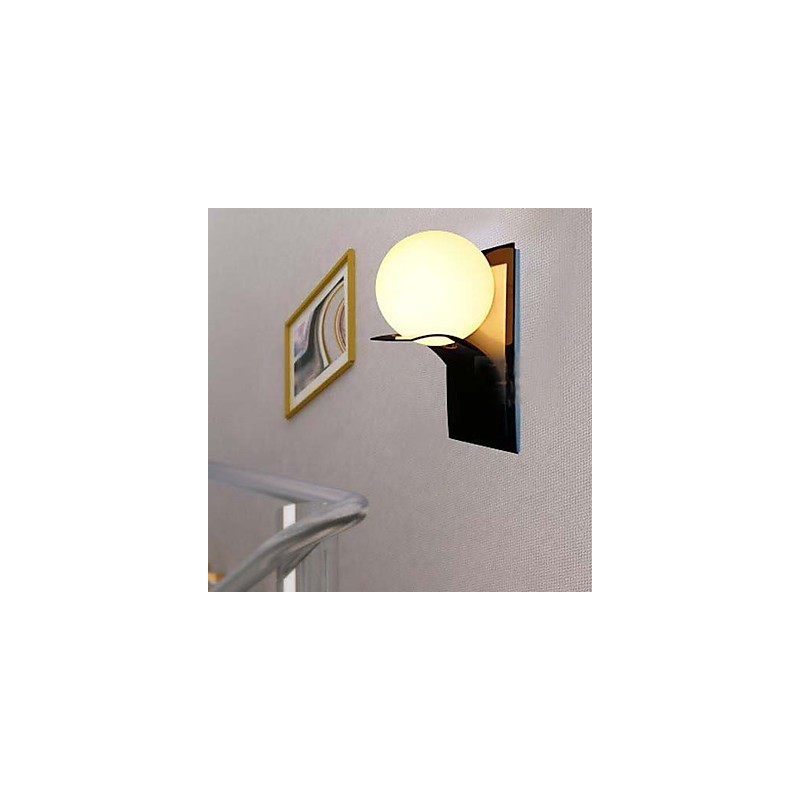 Aplique de pared para baño moderno con globo de metal y vidrio galvanizado