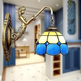 Lámpara de pared de estilo europeo que restaura formas antiguas, luces de cristal mediterráneas creativas