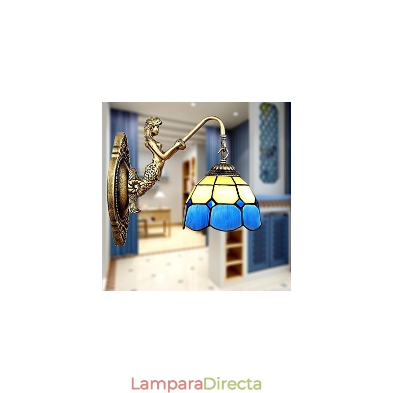 Lámpara de pared de estilo europeo que restaura formas antiguas, luces de cristal mediterráneas creativas