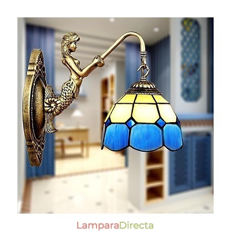Lámpara de pared de estilo europeo que restaura formas antiguas, luces de cristal mediterráneas creativas Lámpara de pared de estilo europeo que restaura formas antiguas, luces de cristal mediterráneas creativas