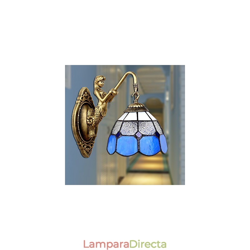 Lámpara de pared de estilo europeo que restaura formas antiguas, luces de cristal mediterráneas creativas