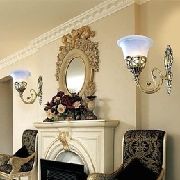 Apliques de pared de bronce con cristal muaré, estilo europeo, retro, clásico, 220 V