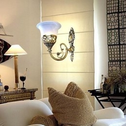Apliques de pared de bronce con cristal muaré, estilo europeo, retro, clásico, 220 V