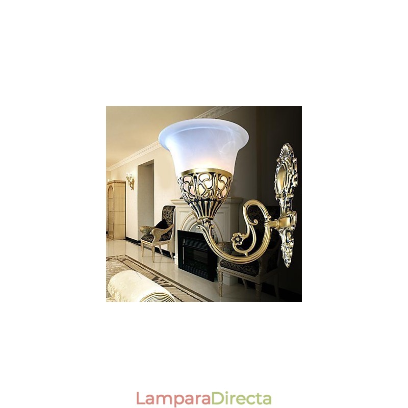 Apliques de pared de bronce con cristal muaré, estilo europeo, retro, clásico, 220 V