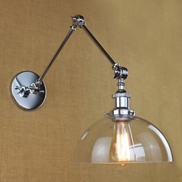 Lámpara de pared retro telescópica de cristal cromado