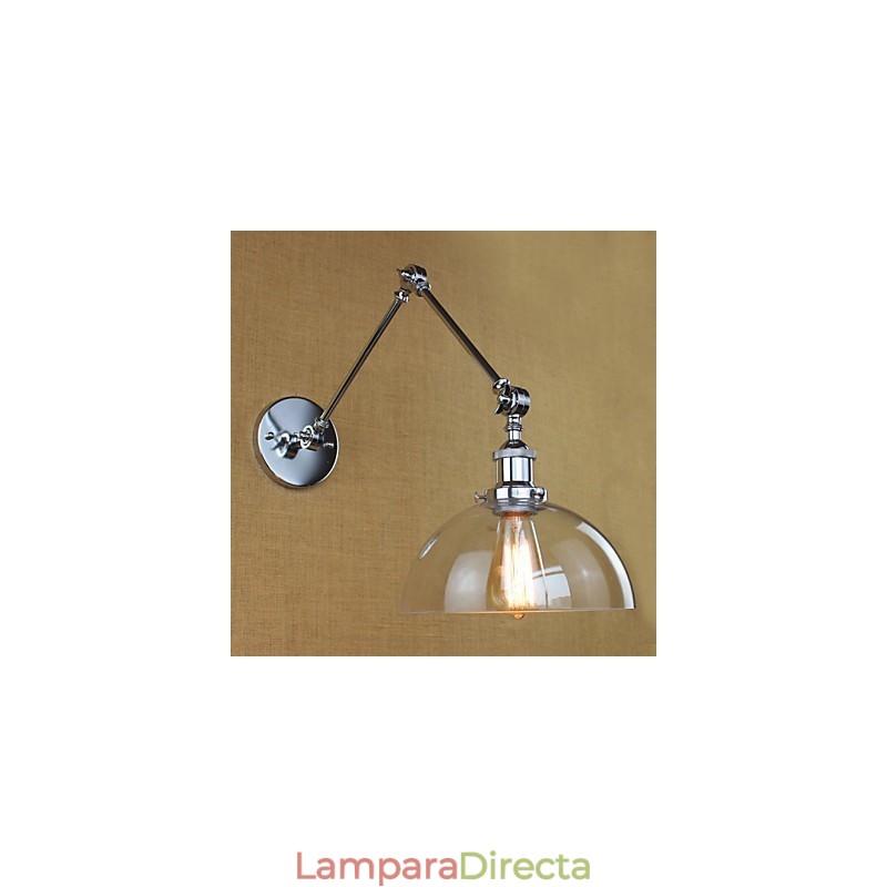 Lámpara de pared retro telescópica de cristal cromado