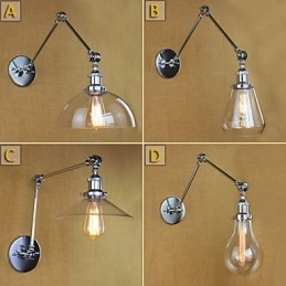 Lámpara de pared retro telescópica de cristal cromado