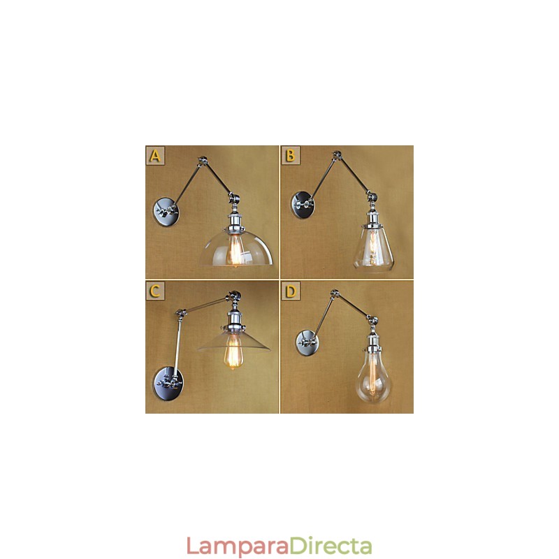 Lámpara de pared retro telescópica de cristal cromado