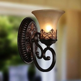 Lámparas de pared vintage de 1 luz con pantalla de vidrio y material de resina, ideal para dormitorio, sala de estar, pasillo.