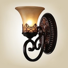 Lámparas de pared vintage de 1 luz con pantalla de vidrio y material de resina, ideal para dormitorio, sala de estar, pasillo.