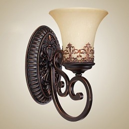 Lámparas de pared vintage de 1 luz con pantalla de vidrio y material de resina, ideal para dormitorio, sala de estar, pasillo.