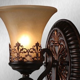 Lámparas de pared vintage de 1 luz con pantalla de vidrio y material de resina, ideal para dormitorio, sala de estar, pasillo.