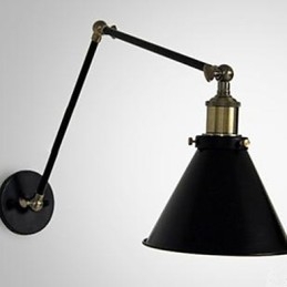 Lámpara de pared doble con sección de paraguas negra estilo loft con personalidad nostálgica industrial