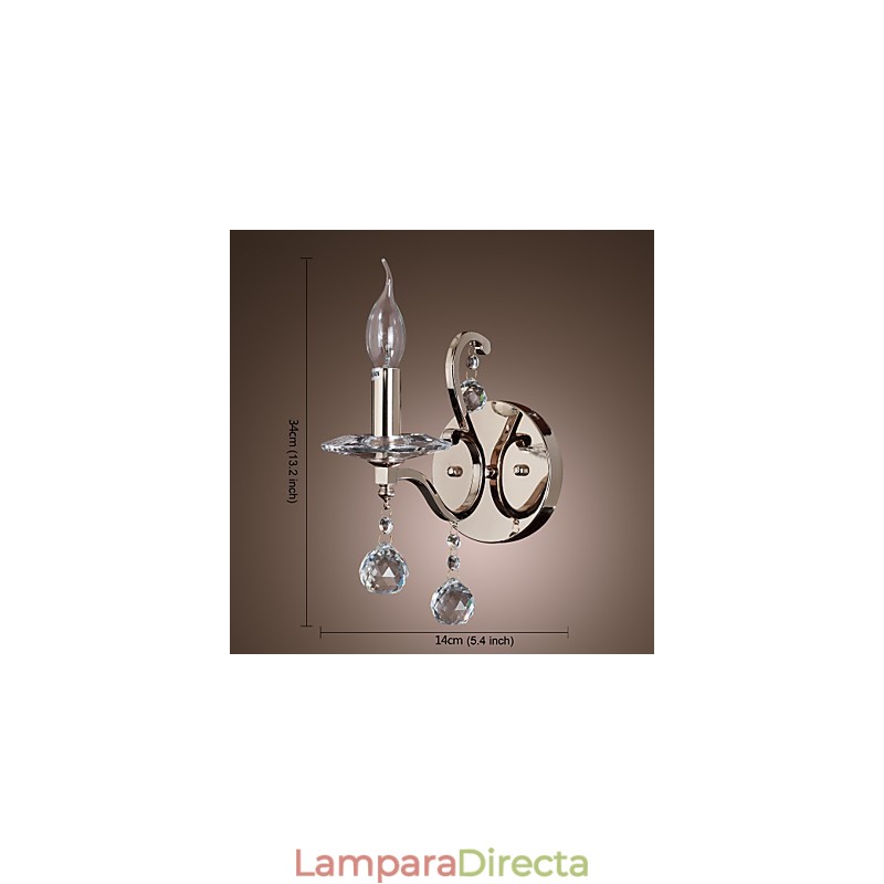 Lámparas de pared de cristal con forma de vela, modernas y contemporáneas de metal.