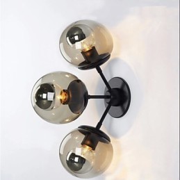 Apliques de pared Bola de cristal 3 luces Apliques de pared para interior y exterior Rústico Lodge Metal