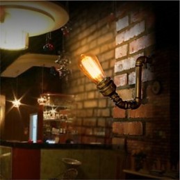 Lámpara de pared estilo industrial Edison estilo loft de pueblo americano, lámpara de pared estilo retro con tubería de agua