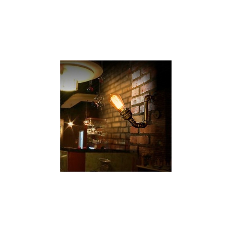 Lámpara de pared estilo industrial Edison estilo loft de pueblo americano, lámpara de pared estilo retro con tubería de agua