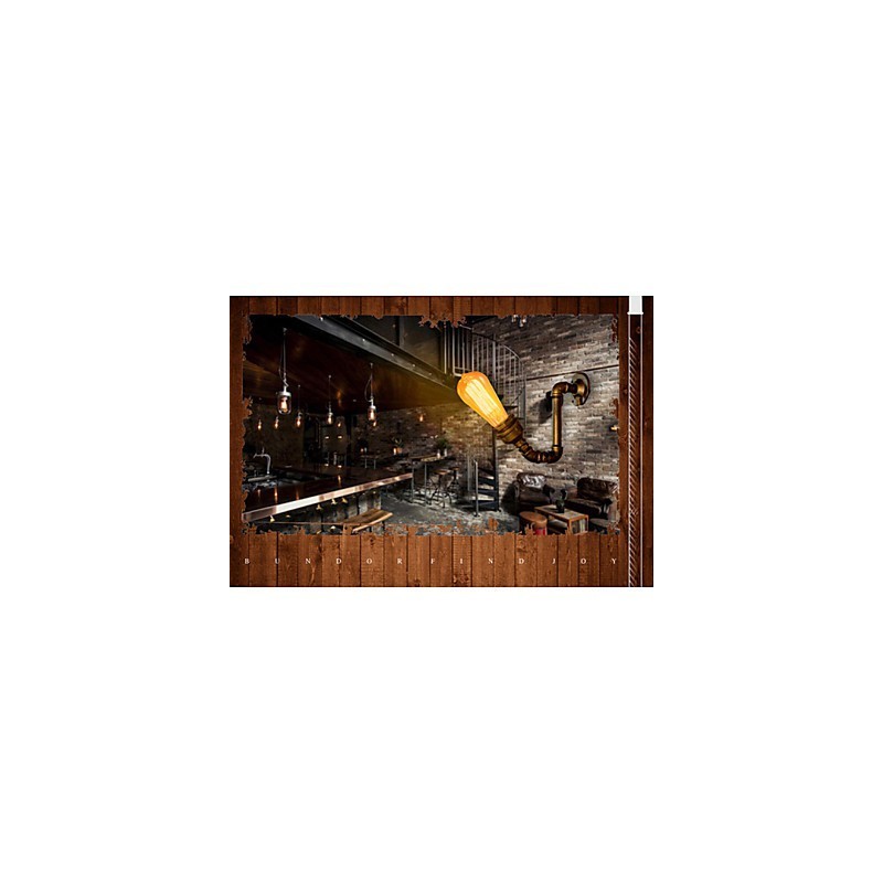 Lámpara de pared estilo industrial Edison estilo loft de pueblo americano, lámpara de pared estilo retro con tubería de agua
