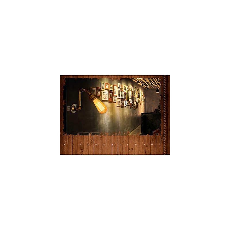 Lámpara de pared estilo industrial Edison estilo loft de pueblo americano, lámpara de pared estilo retro con tubería de agua