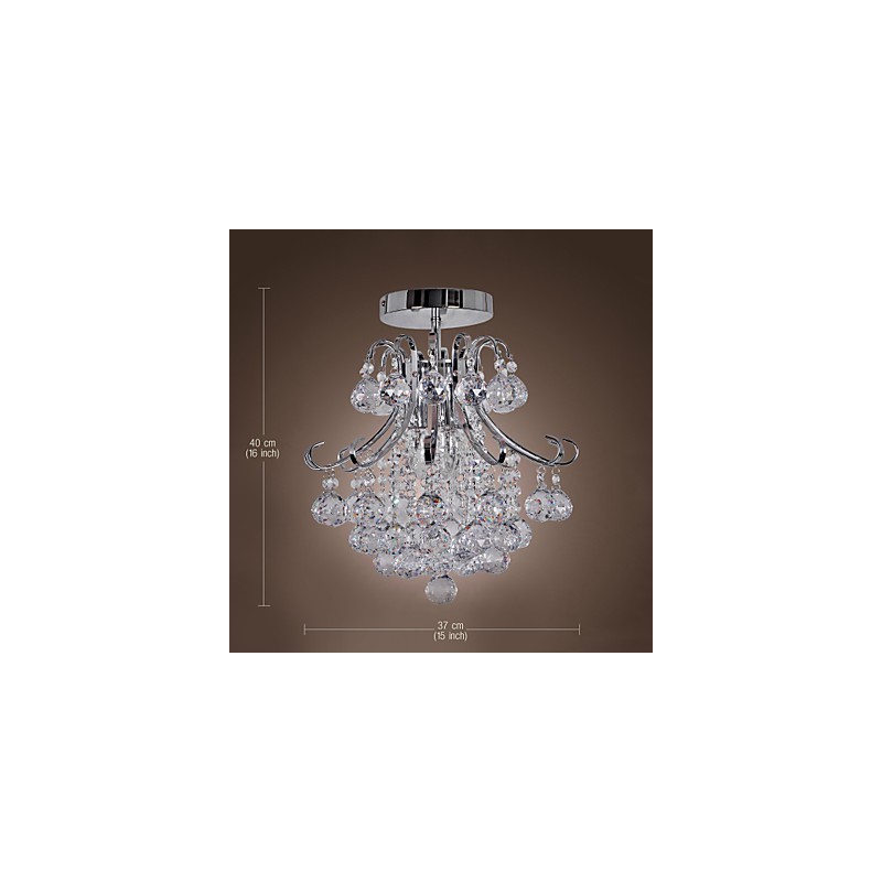 Lámpara de araña moderna contemporánea de cristal estilo mini de metal galvanizado con montaje empotrado