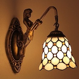 Lámpara de pared de hierro forjado creativa, estilo rural, estilo europeo, con luces de cristal