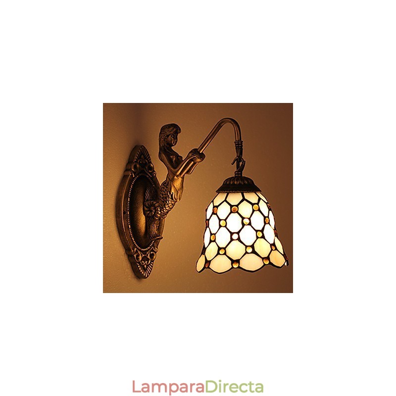 Lámpara de pared de hierro forjado creativa, estilo rural, estilo europeo, con luces de cristal