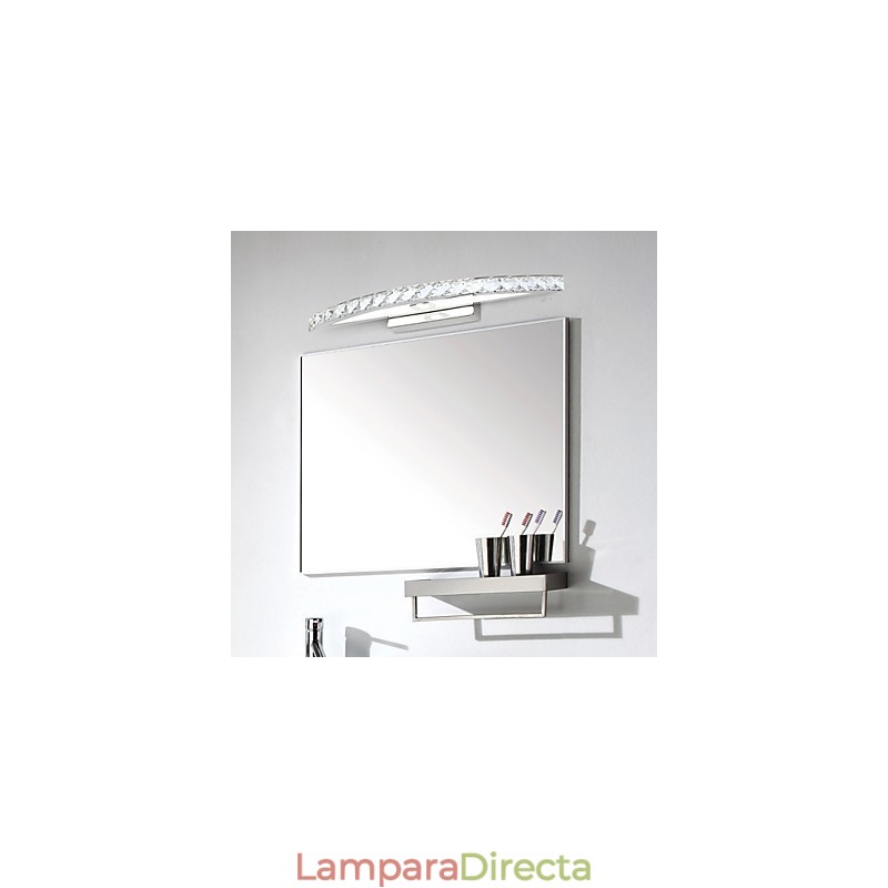 Lámpara de espejo de acero inoxidable y cristal.